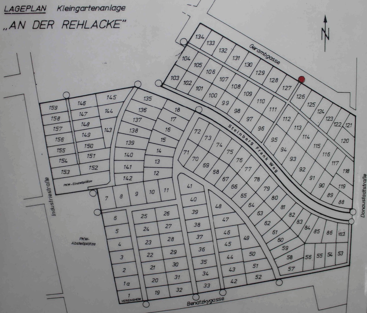 Lageplan der Kleingartenanlage An der Rehlacke mit allen Parzellen